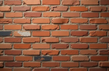 Obraz premium Red brick wall texture background with weathered bricks, cement joints, and an aged, grungy appearance. Ideal for architectural, urban, or vintage design projects.