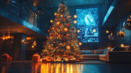 Obraz premium Modern Christmas Decor Levitating Ornaments Modern Home