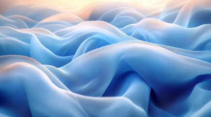 Obraz premium Abstract Breath Pattern Illustration with Soothing Blue and Cream Waves - Generative AI