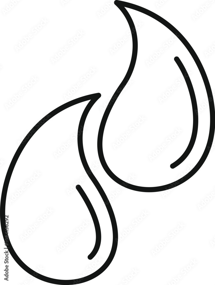 Poster simple line art icon representing two water drops falling and creating a splash effect
