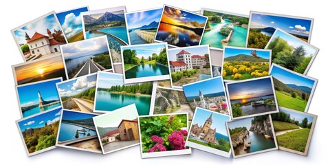 Photo Collage of Scenic Landscapes and Architectural Wonders, landscape, nature, travel