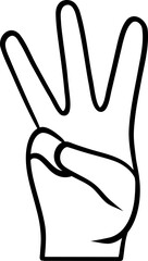 Obraz premium Hand Drawn Outline Counting Three Finger