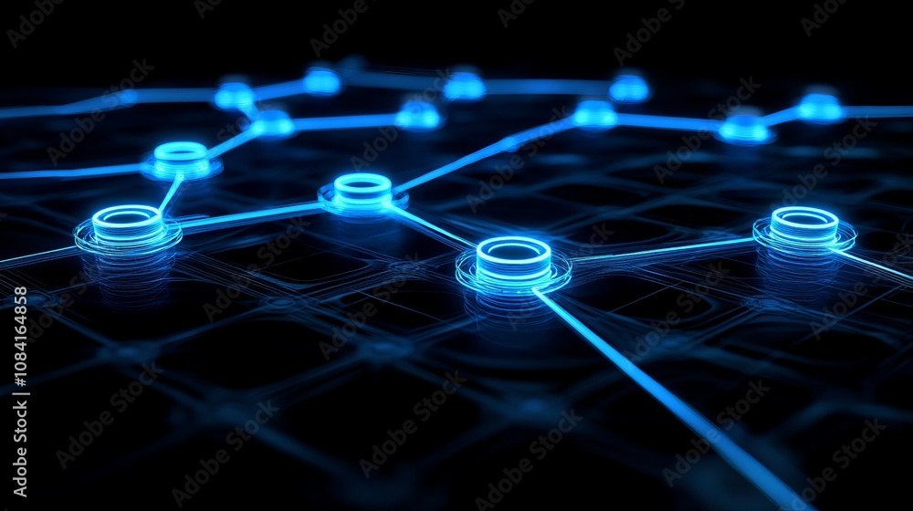 Poster blockchain network visualization digital environment technology graphic abstract concept futuristic 