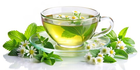 Herbal Tea with Fresh Mint and Chamomile, tea, mint, chamomile