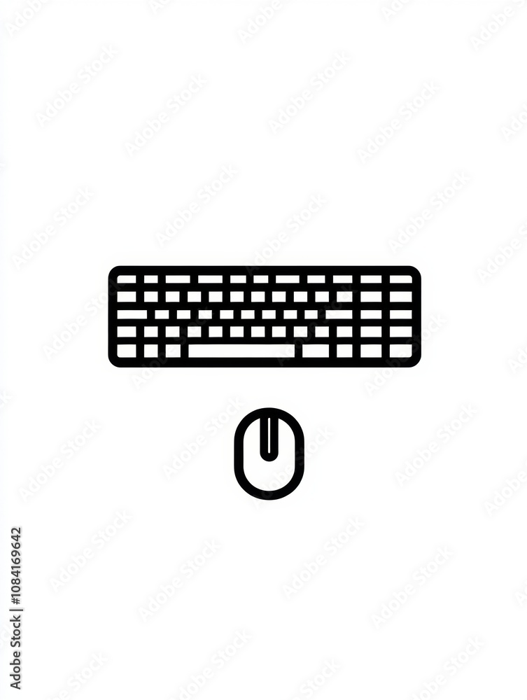 Poster a minimalist design showcases a keyboard and mouse positioned beneath it, emphasizing a neat and org
