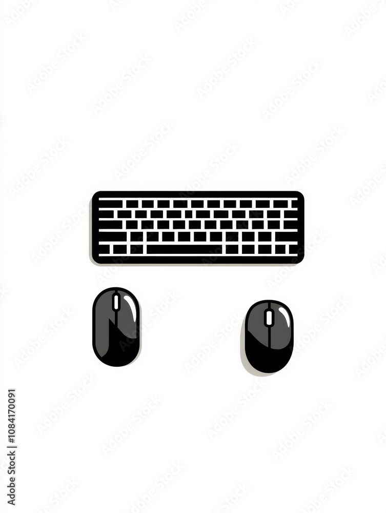 Leinwandbilder This design features a black keyboard and matching mouse, highlighting essential tools for effective work and gaming in a minimalist style. Generative AI