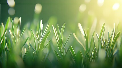   A clearer shot of lush green grass bathed in sunlight, with the background blurred