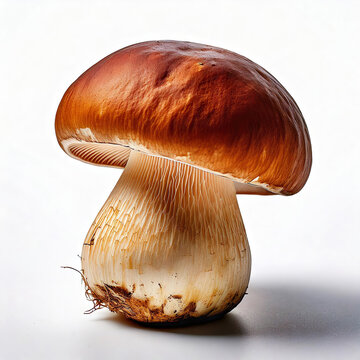 Porcini Mushroom Resting on a Clean White Background