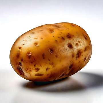 Whole Earthy Brown Potato on White Background