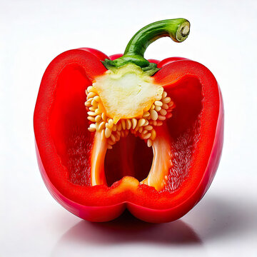 Red Bell Pepper Cut in Half Showing Interior