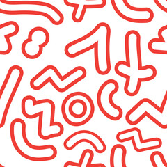 Obraz premium Seamless pattern with abstract outlined shapes creating various symbols isolated on white background