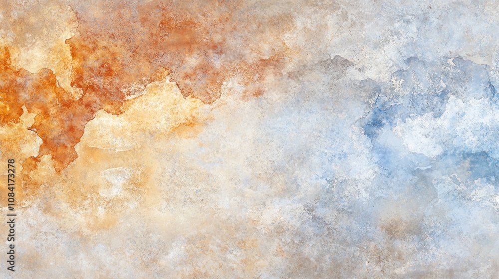 Poster abstract textured background with warm and cool color gradients.