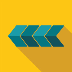 Four teal arrows are pointing left on a yellow background with a long shadow, perfect for presentations and websites