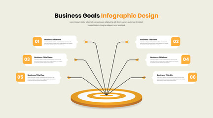 Business goal and target achievement process representation simple step infographic template