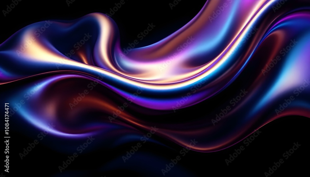 Poster Abstract 3D background bright glass colorful gradient fluid wave render texture. Gradient design element for banners, backgrounds, wallpapers, posters and covers