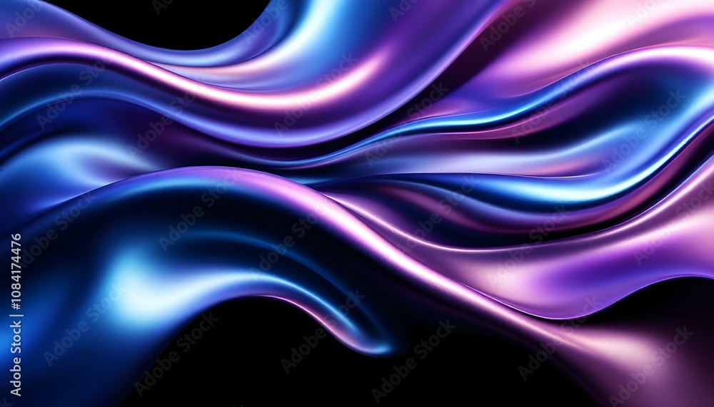Poster Abstract 3D background bright glass colorful gradient fluid wave render texture. Gradient design element for banners, backgrounds, wallpapers, posters and covers