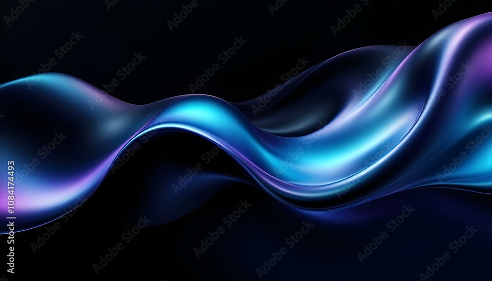 Poster Abstract 3D background bright glass colorful gradient fluid wave render texture. Gradient design element for banners, backgrounds, wallpapers, posters and covers