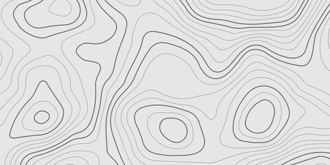 Fototapeta premium The black grey on white contours vector topography stylized height of the lines. The concept of a conditional geography scheme and the terrain path. Ultra wide. Map vector terrain Illustration.