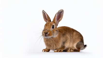 Obraz premium Rabbit is sitting on a white background.