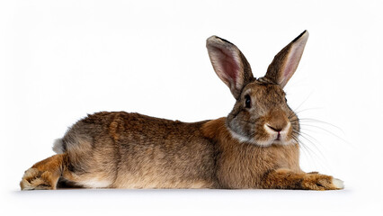 Obraz premium Lying rabbit isolated on white background.