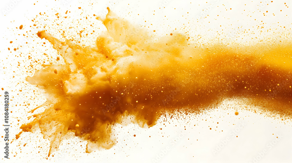Poster abstract golden explosion: a dynamic burst of color splashes across a white background, creating a v