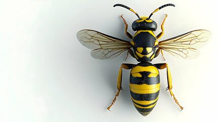 Detailed 3D Render of a Yellow Jacket Wasp with Spread Wings on White Background