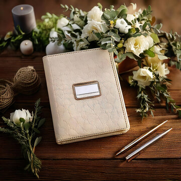 Rustic Wedding Guestbook on Wooden Stand