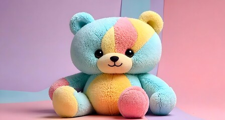 Adorable Plush Toy in Pastel Setting, Perfect for Kids' Room