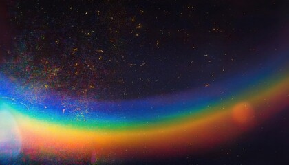 Obraz premium Radiant Multicolor Gradient with Cosmic Dust and Grain Overlay. Abstract Light Spectrum Texture for Futuristic Digital Art, Creative Design Concepts, and Vibrant Background Applications