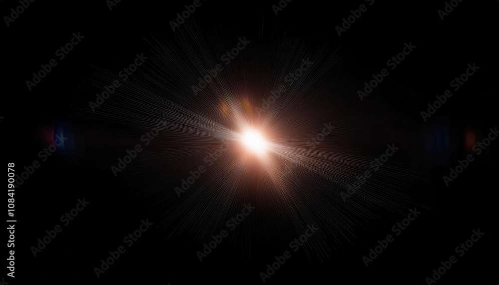 Poster Radiant Cosmic Burst Effect. Stunning Starburst Light Explosion with Glowing Beams, Ideal for Sci-Fi Posters, Space Themed Graphics, Futuristic Designs, and Abstract Art Concepts in Digital Projects