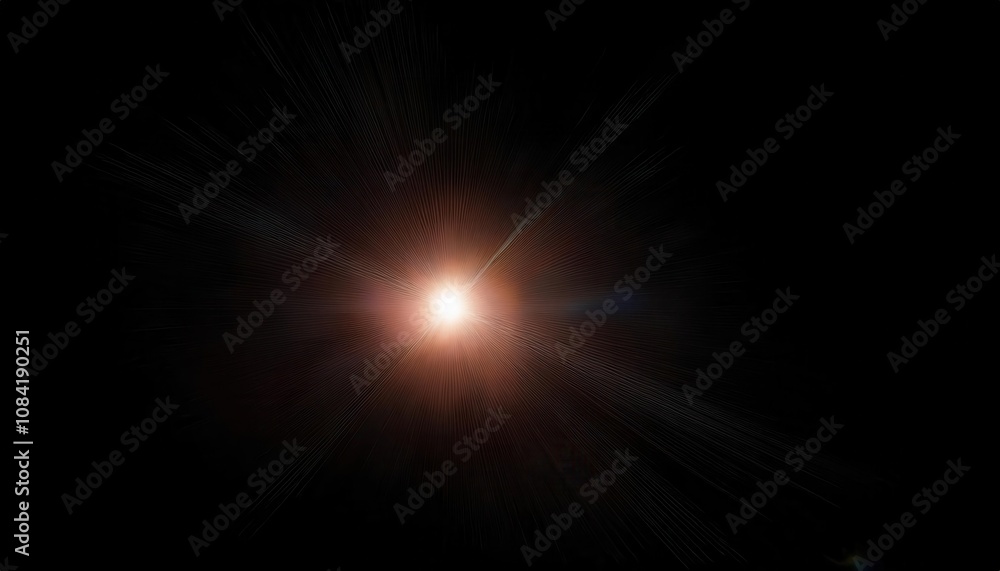 Poster Radiant Cosmic Burst Effect. Stunning Starburst Light Explosion with Glowing Beams, Ideal for Sci-Fi Posters, Space Themed Graphics, Futuristic Designs, and Abstract Art Concepts in Digital Projects