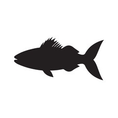 Fototapeta premium Vector illustration silhouette of haddock fish, fish silhouette black vector art illustration 
