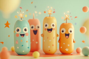 Obraz premium cute cartoon fire cracker