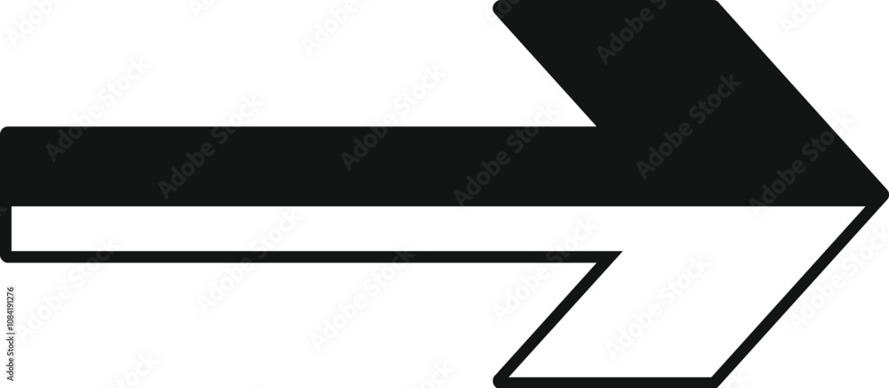 Poster simple black arrow pointing right, representing direction, progress, and forward movement