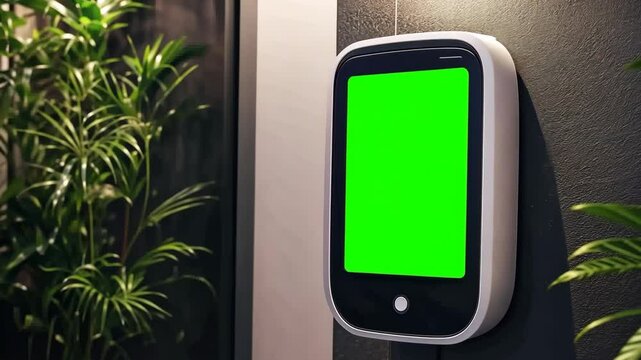Electric vehicle charger showing green screen for displaying charging information