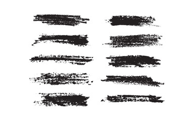 Straight line vector ink brush strokes. Black hand drawn stripes, smears. Chinese, Japanese or Korean calligraphy brush strokes set. Grunge paint line texture. Vector sketch lines