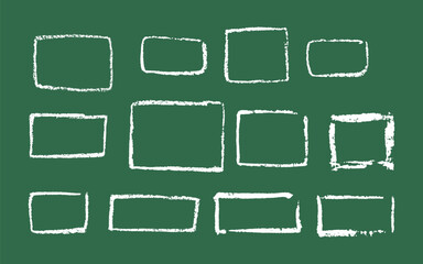 Set of rectangular and square frames in grunge style. Square borders drawn in black charcoal or ink for design, banner, poster, cover. Vector format