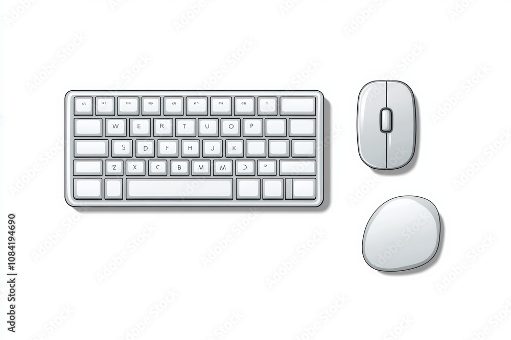 Leinwandbilder a sleek white keyboard and mouse are displayed on a clean light background, ideal for computer-relat
