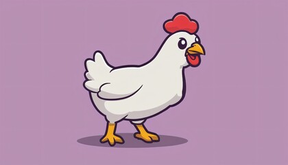 Chicken with Flat illustration cartoon