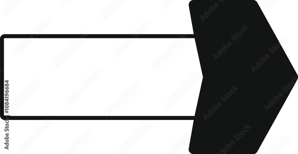 Poster simple black arrow pointing to the right with an empty rectangular space for adding text