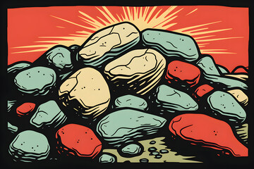 pop art style illustration of a pile of rock