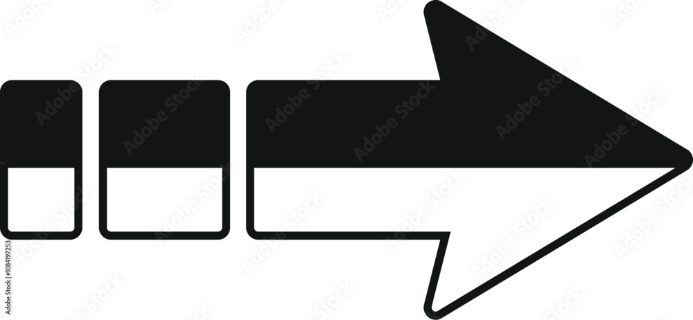 Poster three loading bars form an arrow pointing to the right, symbolizing progress and forward movement