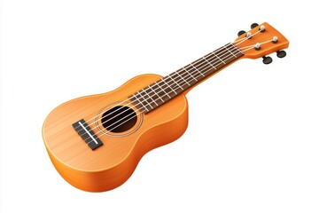 Obraz premium An orange ukulele with a glossy finish on a white isolated background.