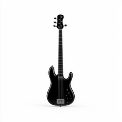 Naklejka premium Black electric guitar on a white isolated background.