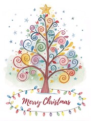 Twinkling Lights Christmas Tree Greeting Card