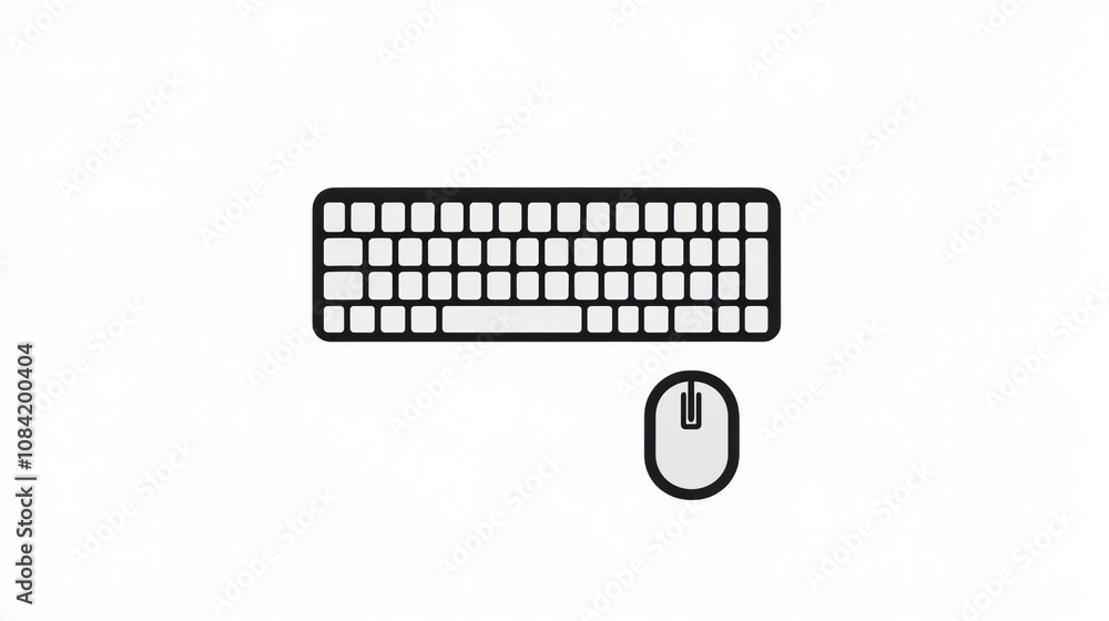 Poster this graphic presents a clean outline of a keyboard alongside a mouse, symbolizing essential tools f