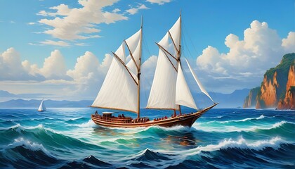 Fototapeta premium sailing boat in the sea