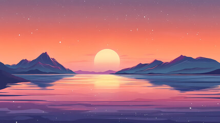 Fototapeta premium Celestial dreams: inspiring landscape at sunset. ai illustration. Elysium. Illustration