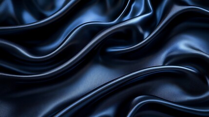 Fototapeta premium Black silk satin background with smooth waves