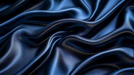 Fototapeta premium Black silk satin background with smooth waves